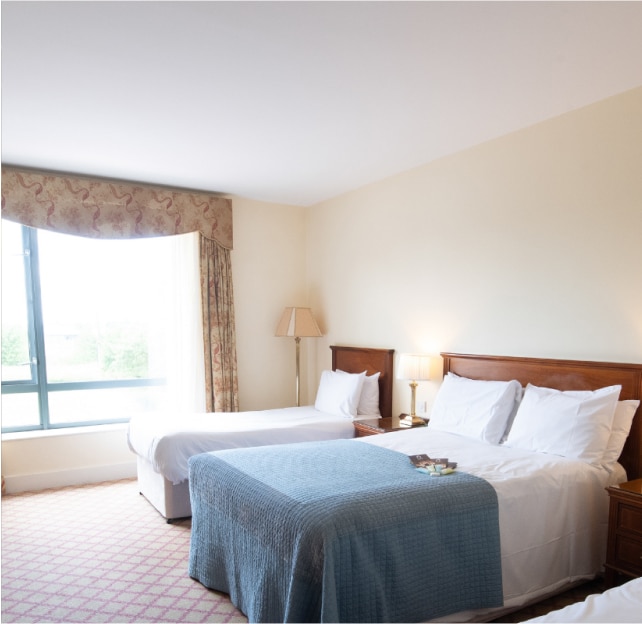 Hotel room with two beds