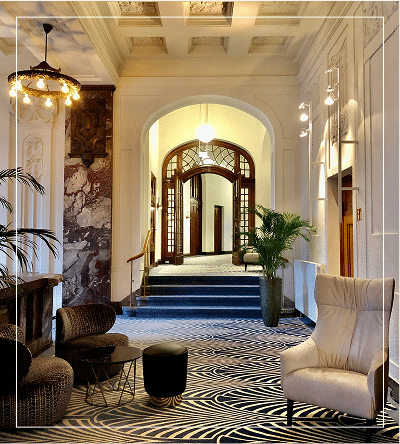 Luxurious lobby with a relaxation area